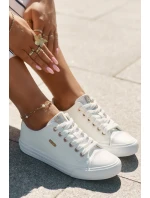Trampki Damskie Z Eko Skóry Big Star RR274748 Białe Trampki Damskie Z Eko Skóry Big Star RR274748 Białe