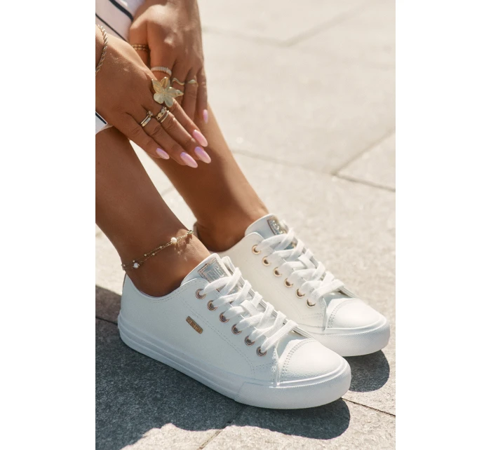 Trampki Damskie Z Eko Skóry Big Star RR274748 Białe Trampki Damskie Z Eko Skóry Big Star RR274748 Białe