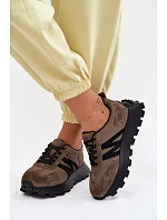 Dámské kožené semišové tenisky na platformě Vinceza 41520 tmavě zelené