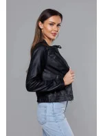 Krátká černá bunda ramoneska se stojáčkem model 18242903 - J.STYLE