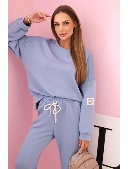 Súprava tepláky + nohavice maslová tkanina svetlý denim Súprava tepláky + nohavice maslová tkanina svetlý denim