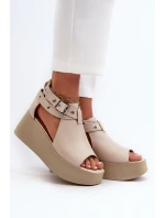 Kožené sandály na Beige model 21659891 - Zazoo