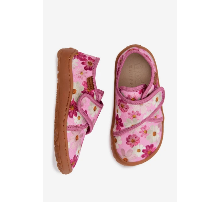 Dětské dívčí pantofle Barefoot Kwiatki Froddo G1700438-8 -11 Růžové
