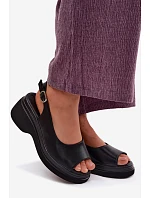 Kožené sandály na platformě Vinceza 66936 Černé