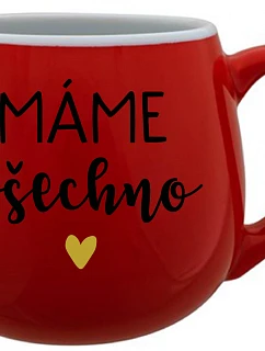 MÁME VŠETKO - červený keramický hrnček 300 ml