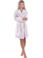 Dámsky župan s kapucňou Flora Short 4856 Patterned dove grey - Vestis