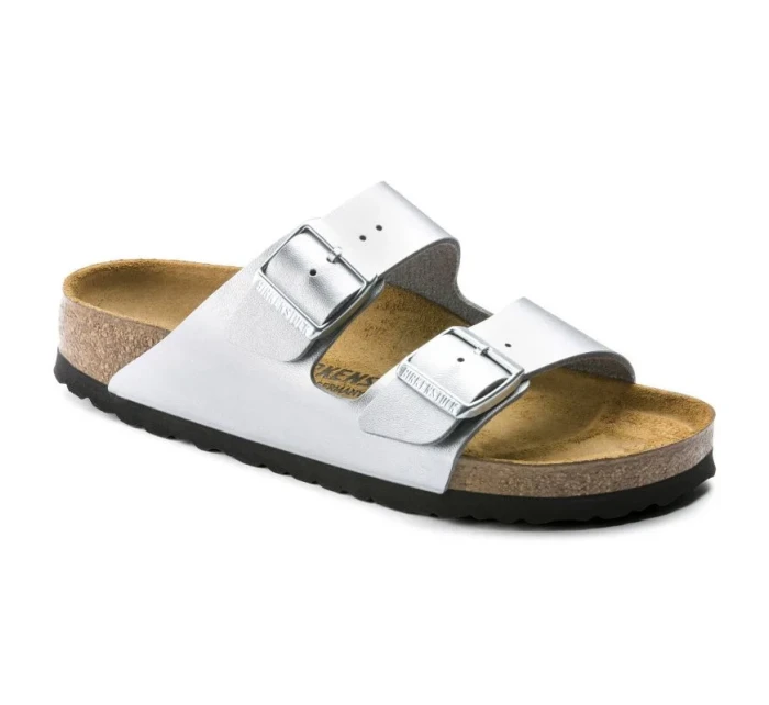 Dámské stříbrné žabky Arizona Silver regular wide model 20693630 - Birkenstock Dámské stříbrné žabky Arizona Silver regular wide model 20693630 - Birkenstock