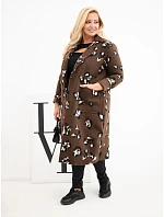 Dámský elegantní kabát Plus Size s klopami leopardí hnědý Dámský elegantní kabát Plus Size s klopami leopardí hnědý