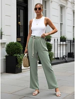 Dámske nohavice so širokými nohavicami, zelené, FashionStreet UY3072 Dámske nohavice so širokými nohavicami, zelené, FashionStreet UY3072
