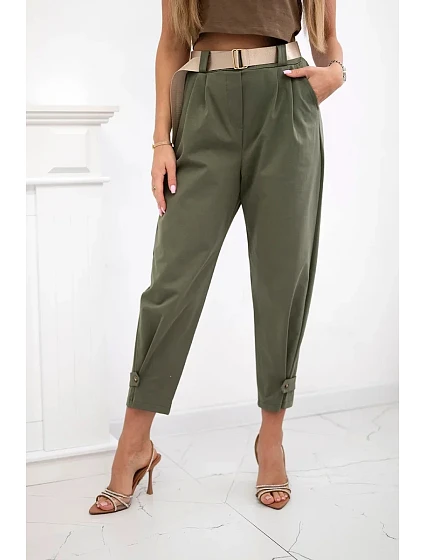 Kalhoty Summer Punto se zapínáním na nohavice khaki Kalhoty Summer Punto se zapínáním na nohavice khaki
