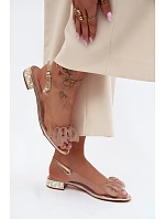 Dámské sandály průhledné s krystaly Zlaté model 22140888 - D&A