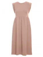 M581 Šaty bez rukávov s vysokým pásom - mocca