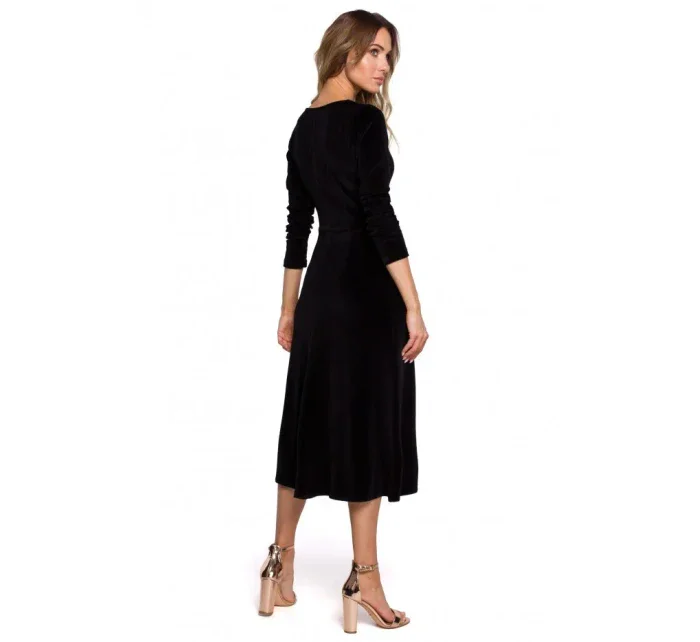 Dámské sametové midi šaty s rukávy zelená  model 18011880 - Moe