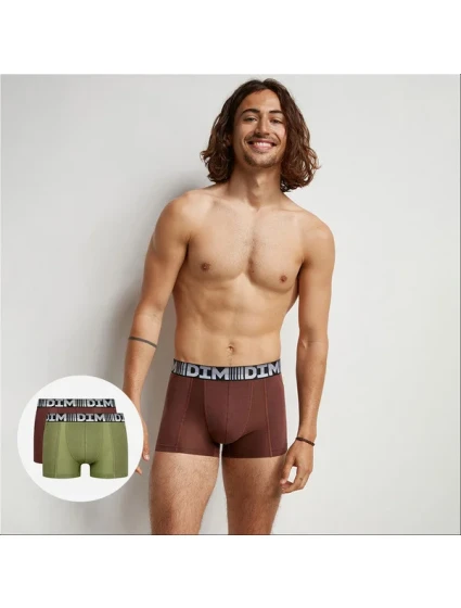 Pánske boxerky 2ks DIM COTTON 3D FLEX AIR BOXER 2x - DIM - green