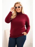 Dámský viskózový svetr Plus Size s klasickým střihem s rolákem bordový Dámský viskózový svetr Plus Size s klasickým střihem s rolákem bordový