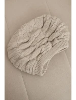 Dámska zimná vlnená čiapka s ozdobným vzorom a kamienkami K397 béžová