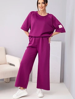 Dámska maslová viskózna mikina a široké nohavice svetlo fialová