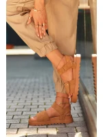 Damskie Zamszowe Sandały Na Platformie Big Star NN274705 Brązowe Damskie Zamszowe Sandały Na Platformie Big Star NN274705 Brązowe