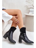 Zateplené dámské boty na podpatku černé model 21672311 - Boto