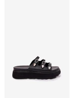 Dámské Klapky Na Platformě S Pásky Černé model 21698704 - Boto