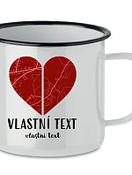 Personalizovaný retro plecháček - dvě mapy jako srdce