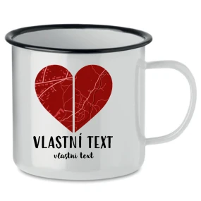 Personalizovaný retro plecháček - dvě mapy jako srdce Personalizovaný retro plecháček - dvě mapy jako srdce