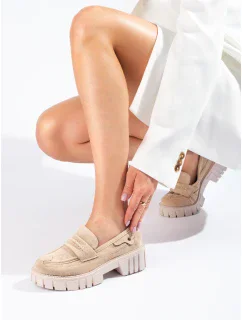 Originálne dámske hnedé mokasíny bez podpätku