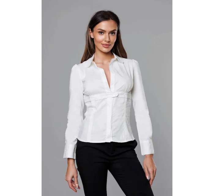Bílá dámská košile se pro zapínání ve výstřihu model 18406802 - S&G Collection