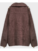Krátka vlnená bunda typu "alpaka" v čokoládovej farbe (553)