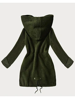 Vlněná bunda typu alpaka v army barvě s kapucí model 21482437 - MHM