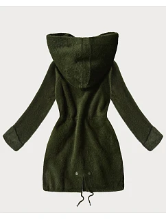 Vlněná bunda typu alpaka v army barvě s kapucí model 21482437 - MHM