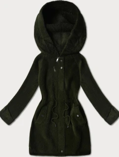 bunda typu alpaka v army barvě s kapucí model 21482437 - MHM