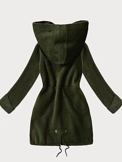 Vlněná bunda typu alpaka v army barvě s kapucí model 21482437 - MHM