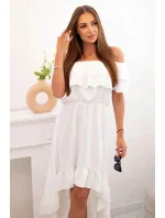 Dámske šaty s odhalenými ramenami a predĺženým chrbtom ecru Dámske šaty s odhalenými ramenami a predĺženým chrbtom ecru