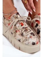 Skórzane Sneakersy Na Platformie Maciejka 06891-18 Beżowe