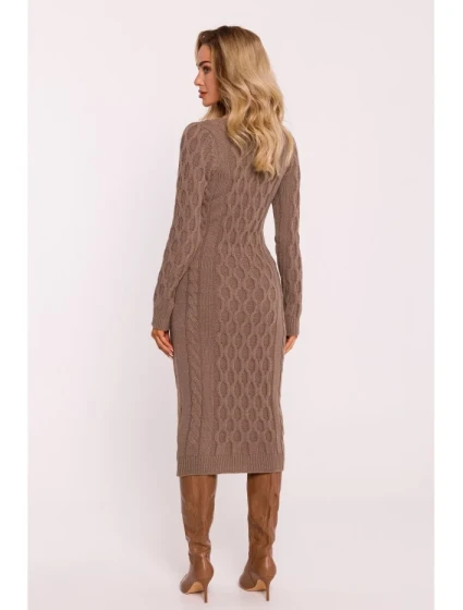 model 20515176 Svetrové šaty s výstřihem do V cappuccino - Moe