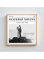 Personalizovaný magický fotob obraz v ráme – štvorcový 20x20 – svadobné noviny