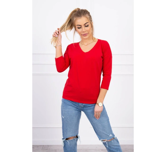 Blúzka s výstrihom do V červená