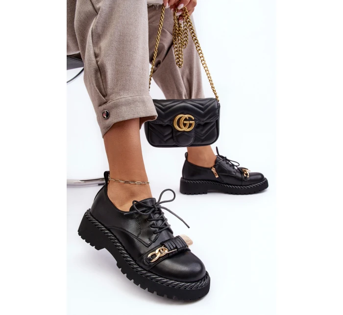 Damskie Skórzane Półbuty D&A MR870-80 Czarne