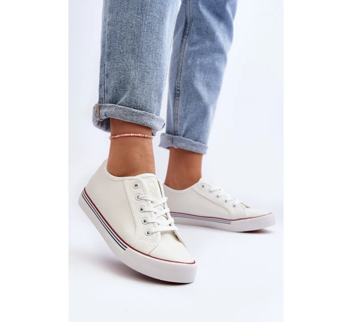 Damskie Trampki Z Eko Skóry Białe Lirean