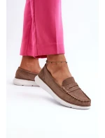 Sametové mokasíny na platformě hnědé model 21655649 - SERGIO LEONE