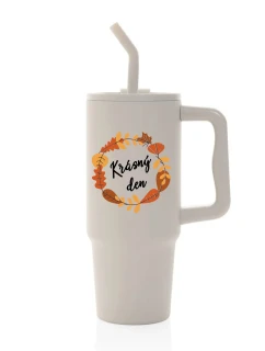 KRÁSNÝ DEN (PODZIM) - béžový cestovní termohrnek 900 ml