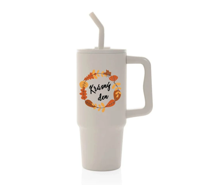 KRÁSNÝ DEN (PODZIM) - béžový cestovní termohrnek 900 ml