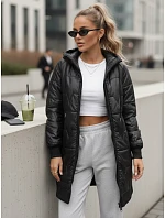 Dlhá dámska prešívaná bunda s kapucňou TY5809 čierna – FashionStreet