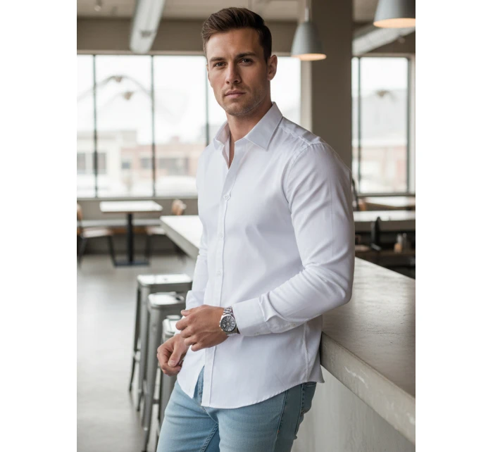 Pánská hladká bílá košile FIT Dstreet model 21972066 - FashionStreet