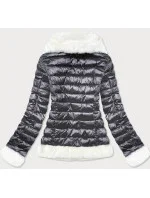 Dámská bunda v ocelové barvě s límcem model 15856133 - Ann Gissy Dámská bunda v ocelové barvě s límcem model 15856133 - Ann Gissy