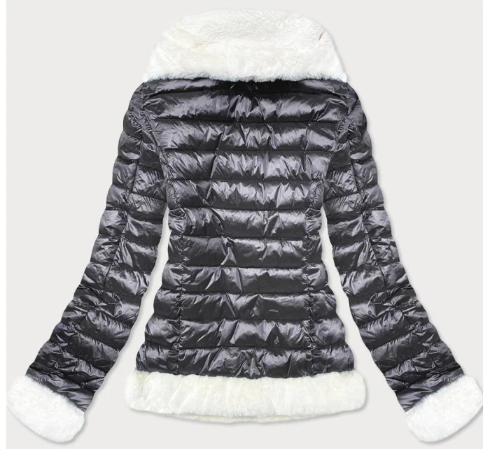 Dámská bunda v ocelové barvě s límcem model 15856133 - Ann Gissy Dámská bunda v ocelové barvě s límcem model 15856133 - Ann Gissy