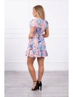 Kvetinové šaty s výstrihom do V chrpová+fialová