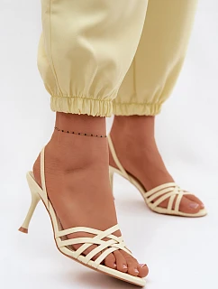 Dámské sandály na podpatku s pásky žluté model 22125467 - Boto