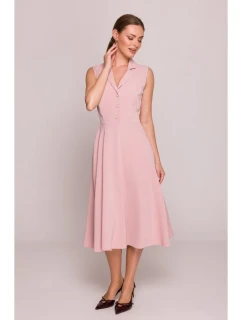 S409 Priliehavé košeľové šaty - púdrové